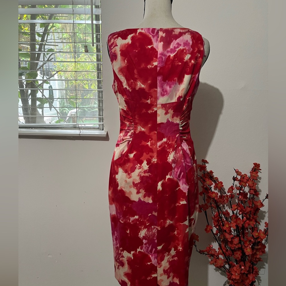 Adrianna Papell Red and White Floral Midi Dress - Picture 2 of 8